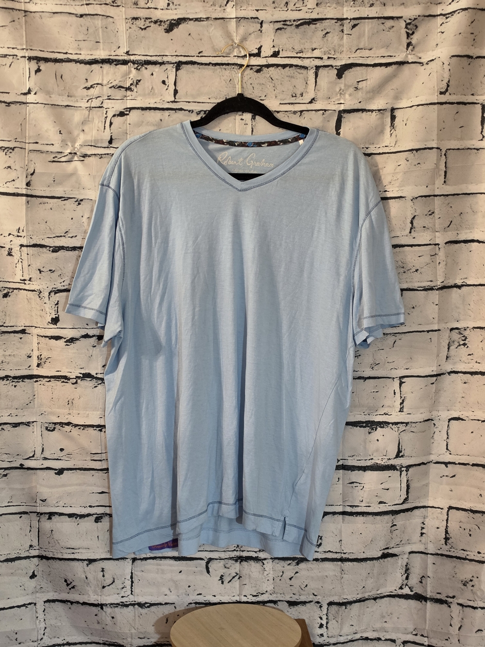 Robert Graham Light Blue Holton V-Neck Short Sleeve Tee